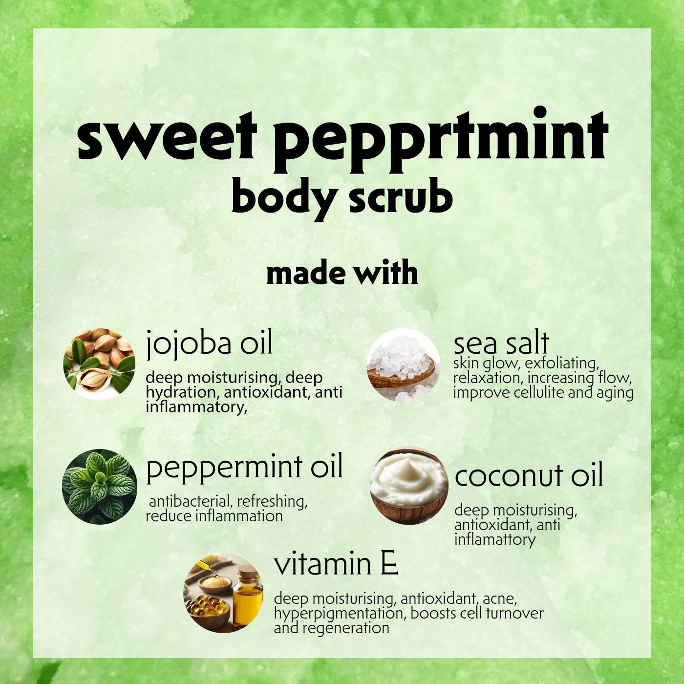 Salt Body Exfoliator SWEET PEPPERMINT 430g - Bon Babef